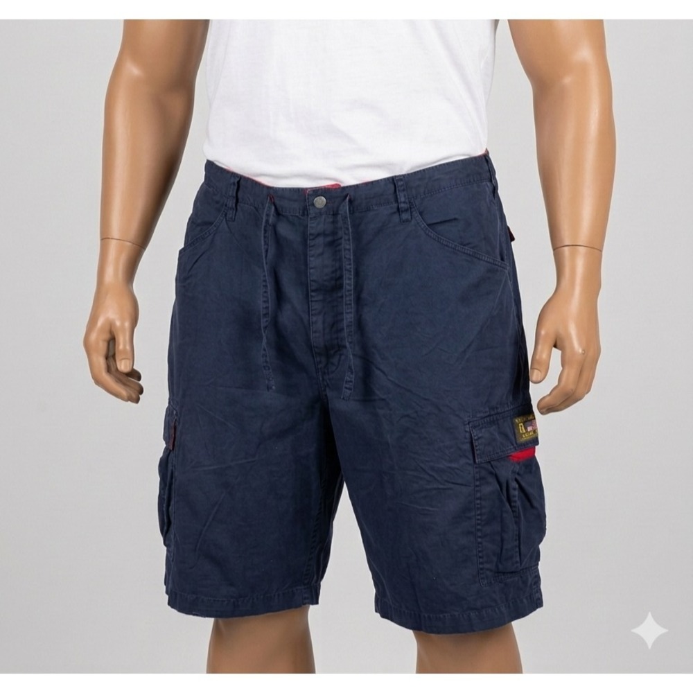 Vintage Polo Jeans Co Ralph Lauren Cargo Shorts 44 Navy Blue Y2K Baggy Cotton